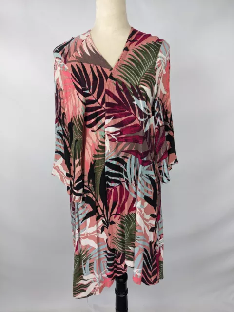 Torrid Kimono Duster Peach Cream Burgundy Palm Print Plus Size 1 / 2 Gauze Torrid Kimono Duster Peach Cream Burgundy Palm Print Plus Size 1 / 2 Gauze