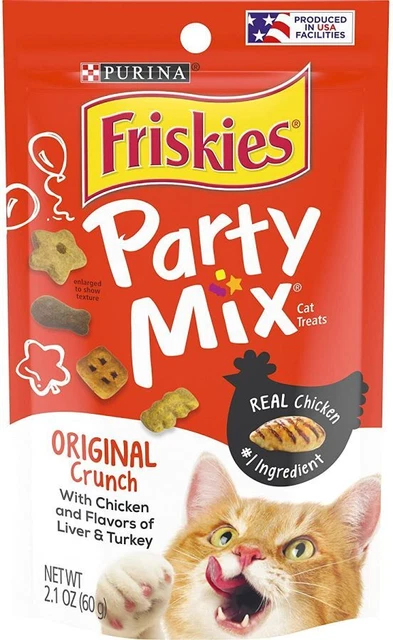 Delicias originales crujientes para gatos de mezcla de fiesta de friskies