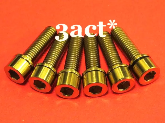 6 pcs Gold M5 x 18mm Titanium / Ti Bolts w/ Ti Washer fit Thomson Elite X4 Stem