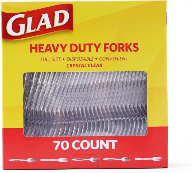 Glad Clear Plastic Forks, Heavy Duty Disposable Cutlery Set, Standard Size,