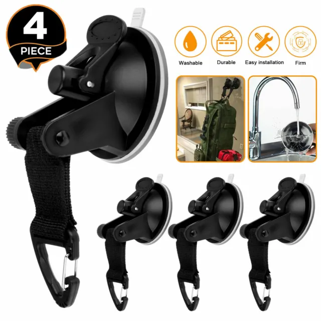 Heavy Duty Suction Cup Tie Downs w/Hooks Lock Holder Set For Car Awning Camping