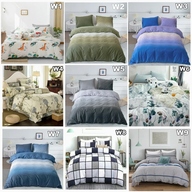 100%Cotton Doona Duvet Quilt Cover Set Single/Double/Queen/King Size Bedding New