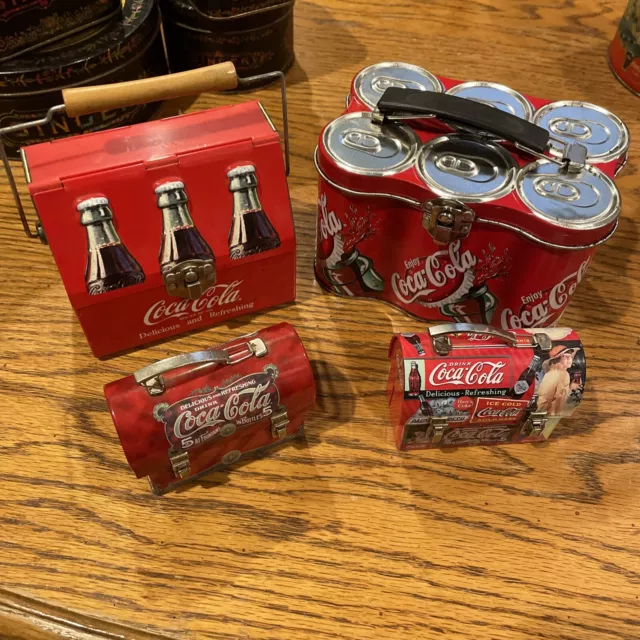 Coca-Cola Tin Lunchbox / Pail - Lot of 4 Condition! Rare Variations!