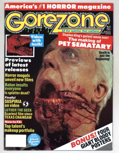 Gorezone #8 Pet Sematary! Swamp Thing! Bloody horror posters! 1989 Starlog I216