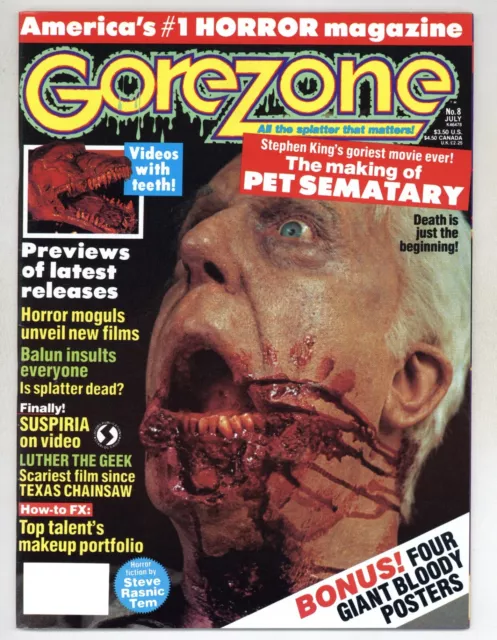 Gorezone #8 Pet Sematary! Swamp Thing! Bloody horror posters! 1989 Starlog I216 Gorezone #8 Pet Sematary! Swamp Thing! Bloody horror posters! 1989 Starlog I216
