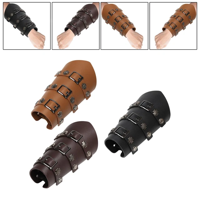Armschutz aus PU Leder, mittelalterliches Handschuh Armband, Steampunk, breite