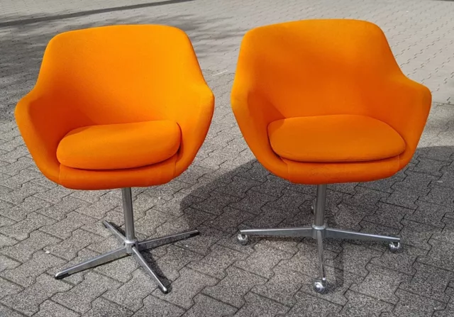 2 Designer Sessel Pill Chair Drehsessel Orange Easy Chair Space Age Vintage 70er