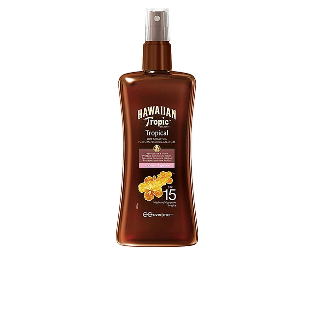 Solaires Hawaiian Tropic unisex COCONUT & GUAVA dry oil SPF15 spray 200 ml