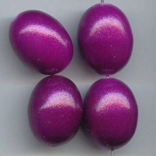 12 VINTAGE METALLIC FUCHSIA PURPLE 22x17mm. OVAL EGG SHAPED LUCITE BEADS 5117