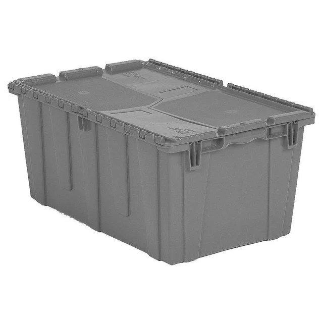 ORBIS FP243 Grey Attached Lid Container,Gray,Solid,HDPE