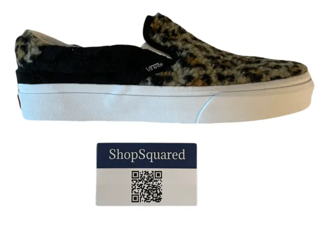 VANS SLIP ON (Sherpa) Leopard Faux Fur Shoes Women's Size 9 New Fast ...