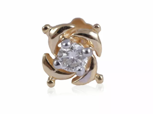 0,10 Cts Rotondo Brillante Taglio Naturale Diamante Naso Borchie In 750 18K Oro