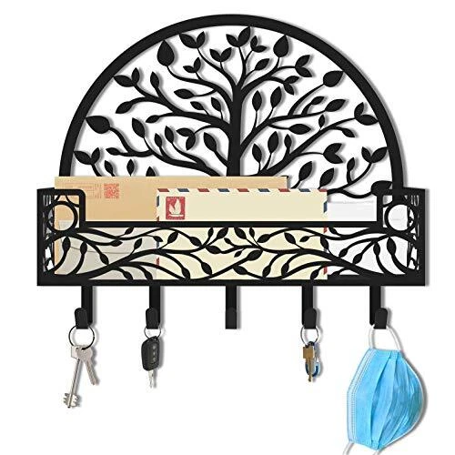 MAXFOUNDRY Mail & Key Holder for Wall Wall Mounted Decorative Mail & Key Rack...