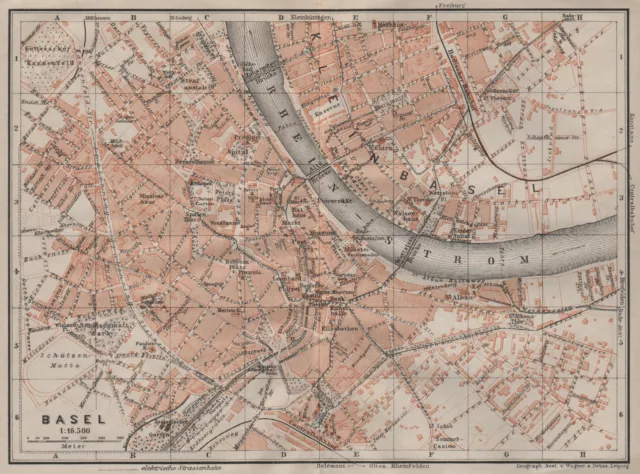 B�LE BASEL. Basle. town city stadtplan. Switzerland Suisse Schweiz 1905 map