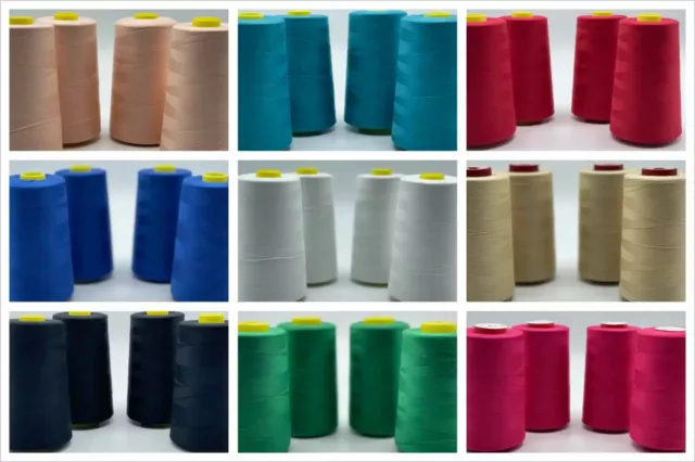 4 x 5000 YARDS CONES SEWING THREAD POLYESTER, OVERLOCKING 120s SPUN