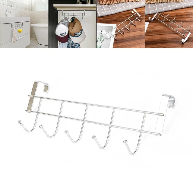 Over The Door Hanger Clothes Coat Towel Bag Hanging Rack 5 Hook Holder Durable