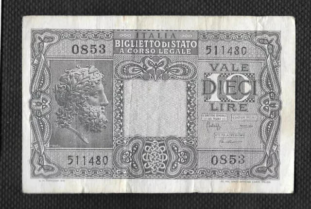 10 Lire Circulated Banknote 1944 - Italy