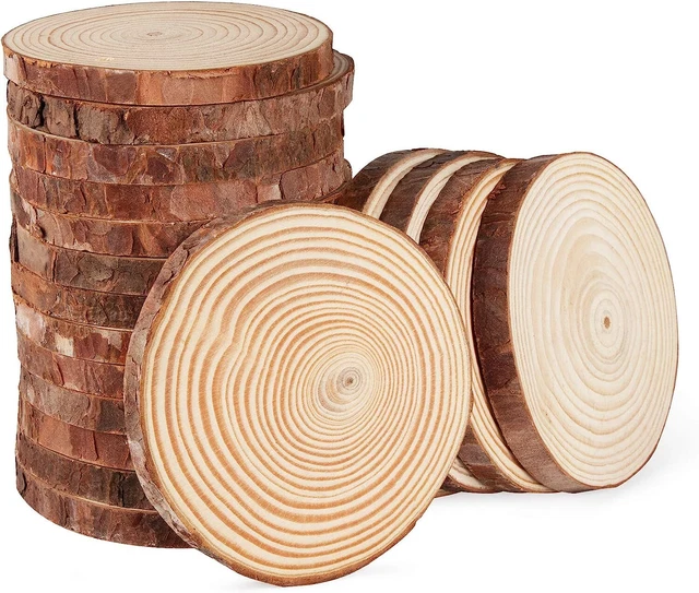 Wood Slices, 28Pcs 9-10cm Natural Wooden Circles Unfinished Log Slices Wooden Di