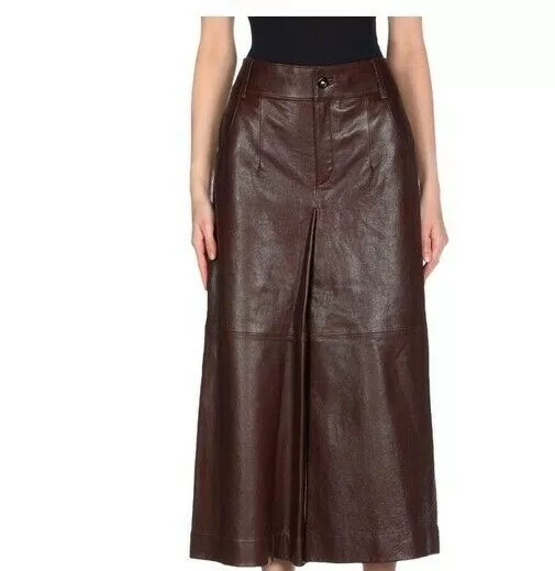 Chloé Chloe Brown Cropped Women's Leather Pants Size 38 / 6 US NR24Y $1400+