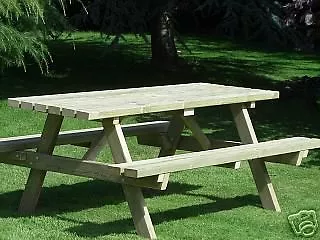 7Ft Picnic Bench Heavy Duty Wooden Garden Table 3