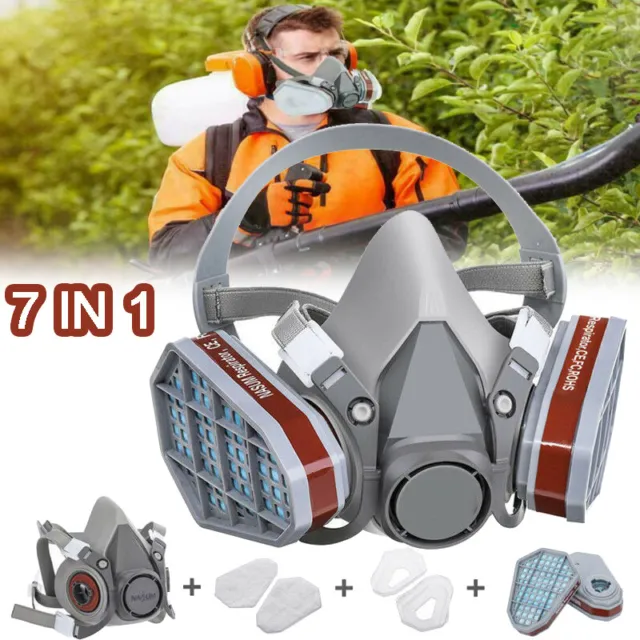 7 IN 1 6200 Gas Mask Half Face Respirator Paint Spray Chemical Facepiece Safety