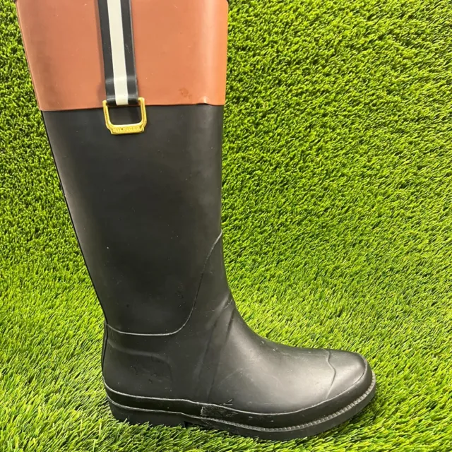 Tommy Hilfiger Twviktoria Womens Size 8 Black Brown Outdoor Working Rain Boots