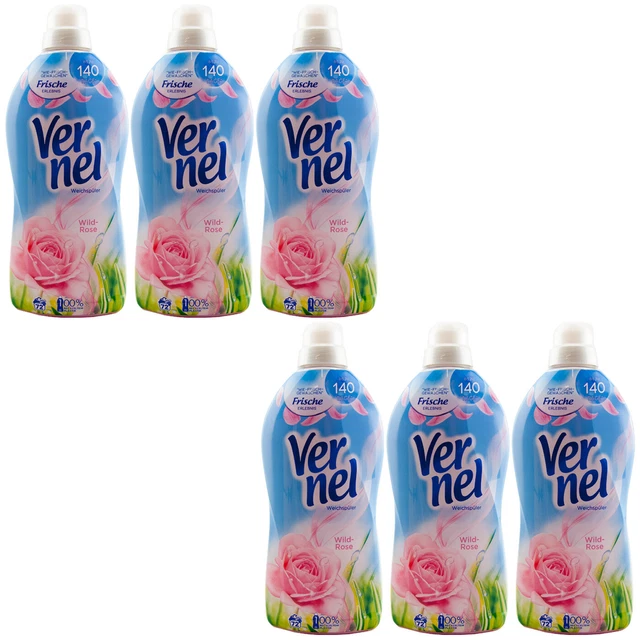 Vernel Fabric Softener Wild Rose 6 X 60.9oz 72 Wl up To 140 Days Freshener Scent