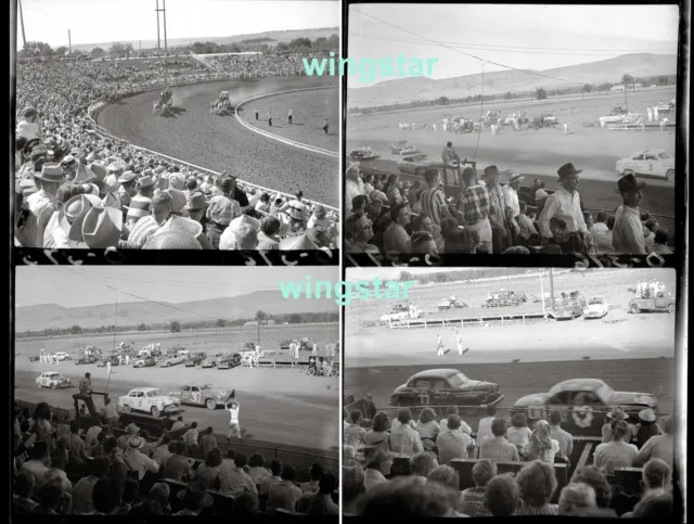 Old Photos Car Race Racing 1940s 1950s Advertising Tow Trucks NEGATIVES Vintage