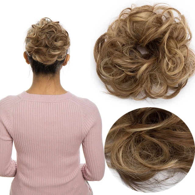 Curly Messy Bun Hair Piece Scrunchie Updo Cover Hair Extensions Thick Hairpiece