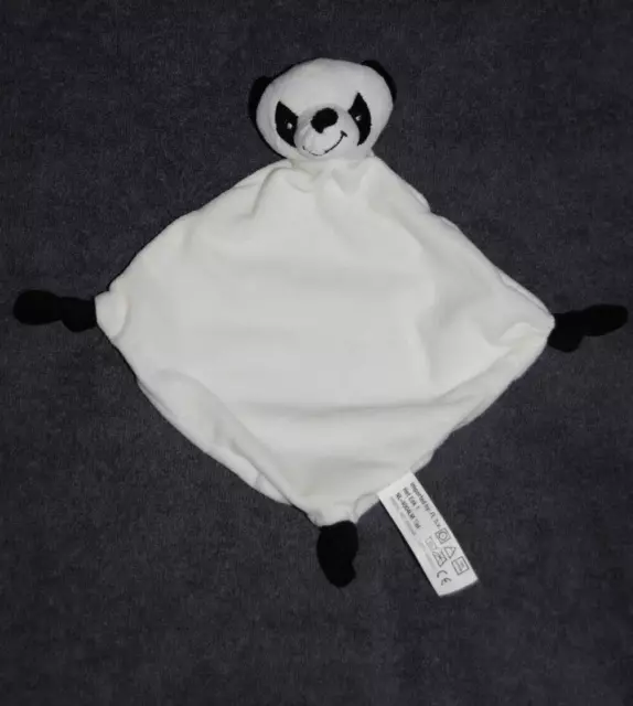 Doudou Plat Panda FL bv. CREDIT AGRICOLE Blanc Noir Triangle 3 Nœuds Etat NEUF
