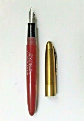 Sheaffer Fineline Fountain Pen in bold red with gold tone cap