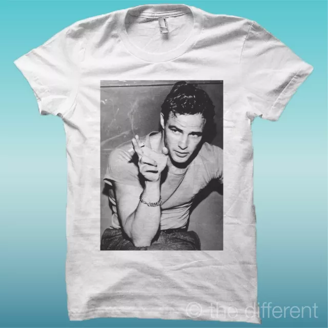 T-Shirt " Marlon Brando "  Bianco The Happiness Is Have My T-Shirt New