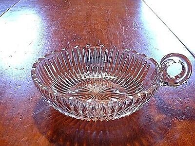ABP American Brilliant Period Cut Glass Handled Nappy In Rayed Pattern