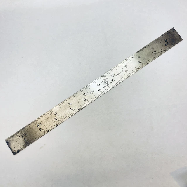 Vintage LS Starrett No. 301 Rule 12" Spring Tempered Steel No. 1 Graduation