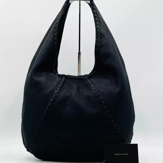 Bottega Intrecciato Hobo Bag Cervo Black Leather Shoulder Bag from JP #BT001