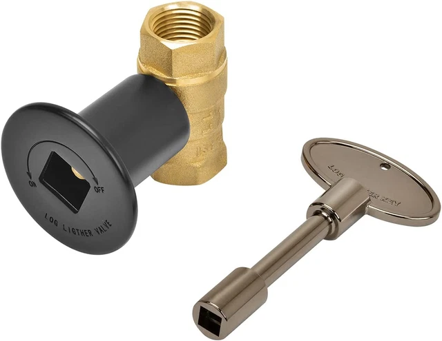 1/2 Inch Straight Gas Key Valve Kit for Fire Pit Fireplace with Flange and 3 Inc