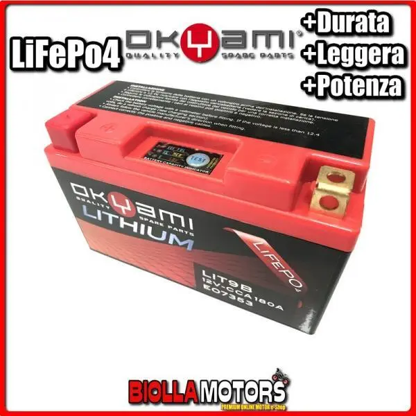 Lit9B Batteria Litio Yt7B-Bs Yamaha Ttr250, V 250 2000- E07353 Okyami Yt7Bbs
