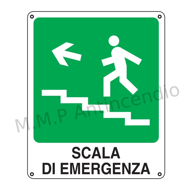 CARTELLO IN PLEXIGLASS - USCITA DI EMERGENZA A SINISTRA - Con