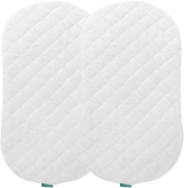 Waterproof Bamboo Bassinet Mattress Pad Cover Fit Hourglass/Oval Bassinet 2 Pack