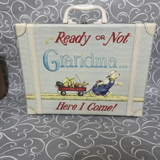 Vintage Baby Gift Box Suitcase, "Ready or not Grandma Here I Come"