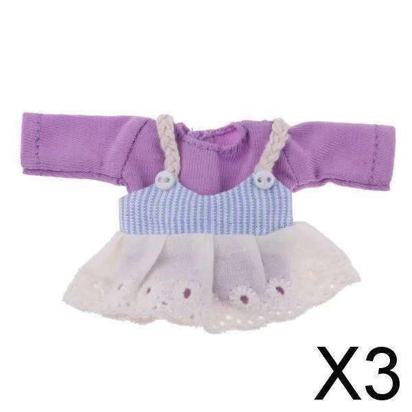 3X Bella Gonna E T-shirt Con Reggicalze In Pizzo Per Accessori Per Bambole OB11