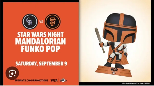 San Francisco Giants Star Wars Mandalorian Funko Pop SGA 9/9 SF Bobblehead