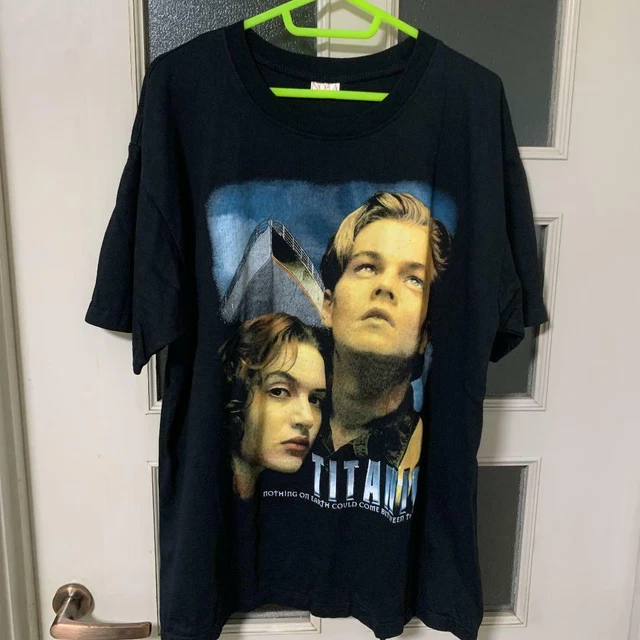 90S Titanic T-Shirt Film Movie Nero Taglia Unica Top Uomo Moda Vestiti