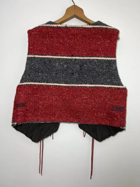 Vintage Native-American Western Vest Blanket Lined Wool Aztec Navajo Size M 2