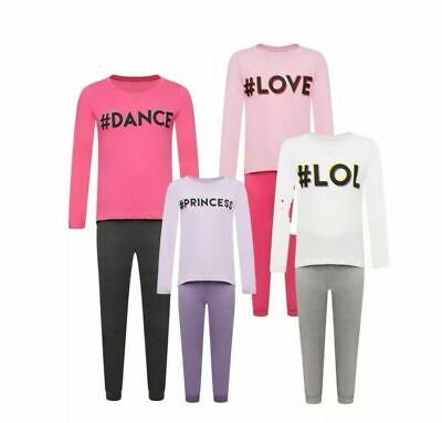 Girls Ex Store Long Sleeve Pjs Kids Lounge Pyjama Set Nightwear Sleepsuit