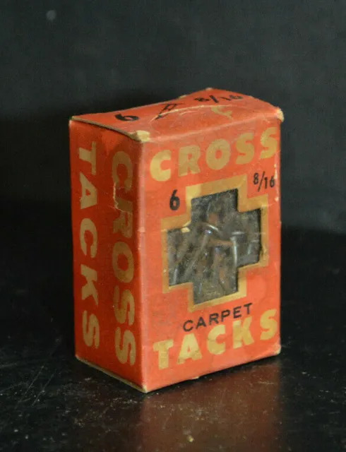 Vintage Box Red Cross Carpet Tacks 8/16 Partial Box 2