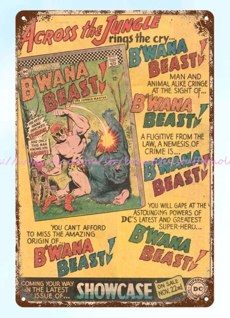 1967 comic book ad B'Wana Beast metal tin sign indoor wall decor