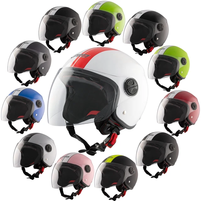 Casque Moto Scooter Vintage Jet Visiere Pare Soleil ECE 22