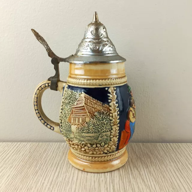 Vintage German Beer Stein 1950s Hand Painted German Federal Registered Design 2