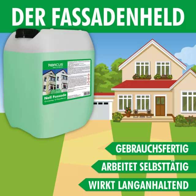 (7,90€/L) 10 L Nell Fassade Grünbelagentferner für Fassaden Algenentferner 2